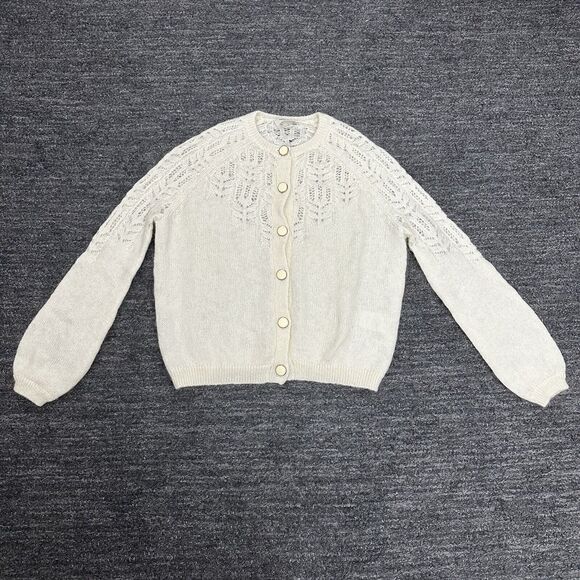 Sezane Sweaters - Sezane Sweater Women Small Cardigan Ivory Mohair Merino Wool Gold Buttons Cream